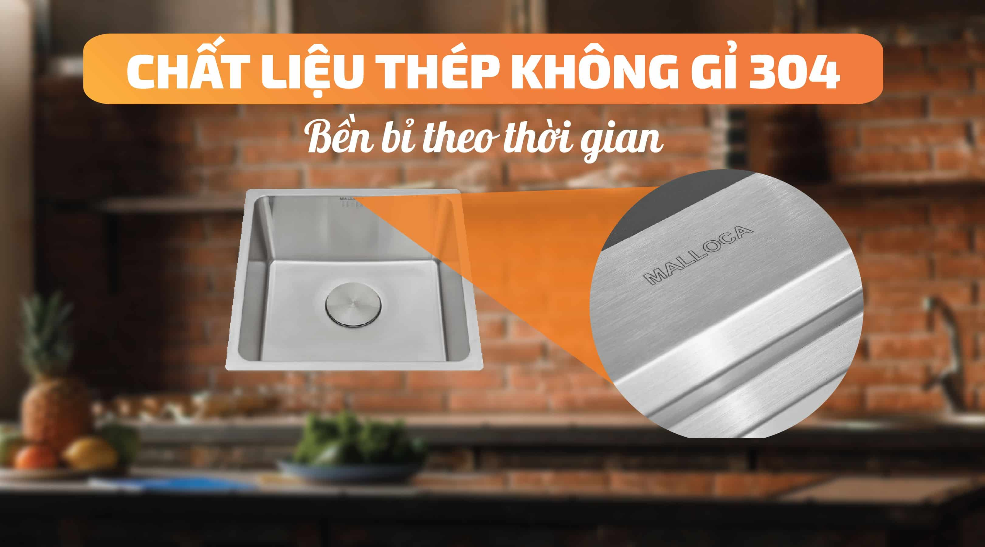 Chậu rửa chén MS 6044 - Chất liệu thép không gỉ